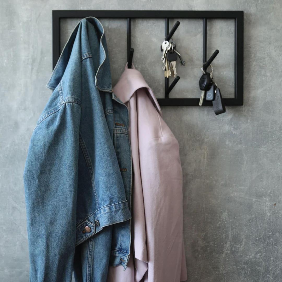 Wall Mounted Clothes Hanger-Metalic-Black