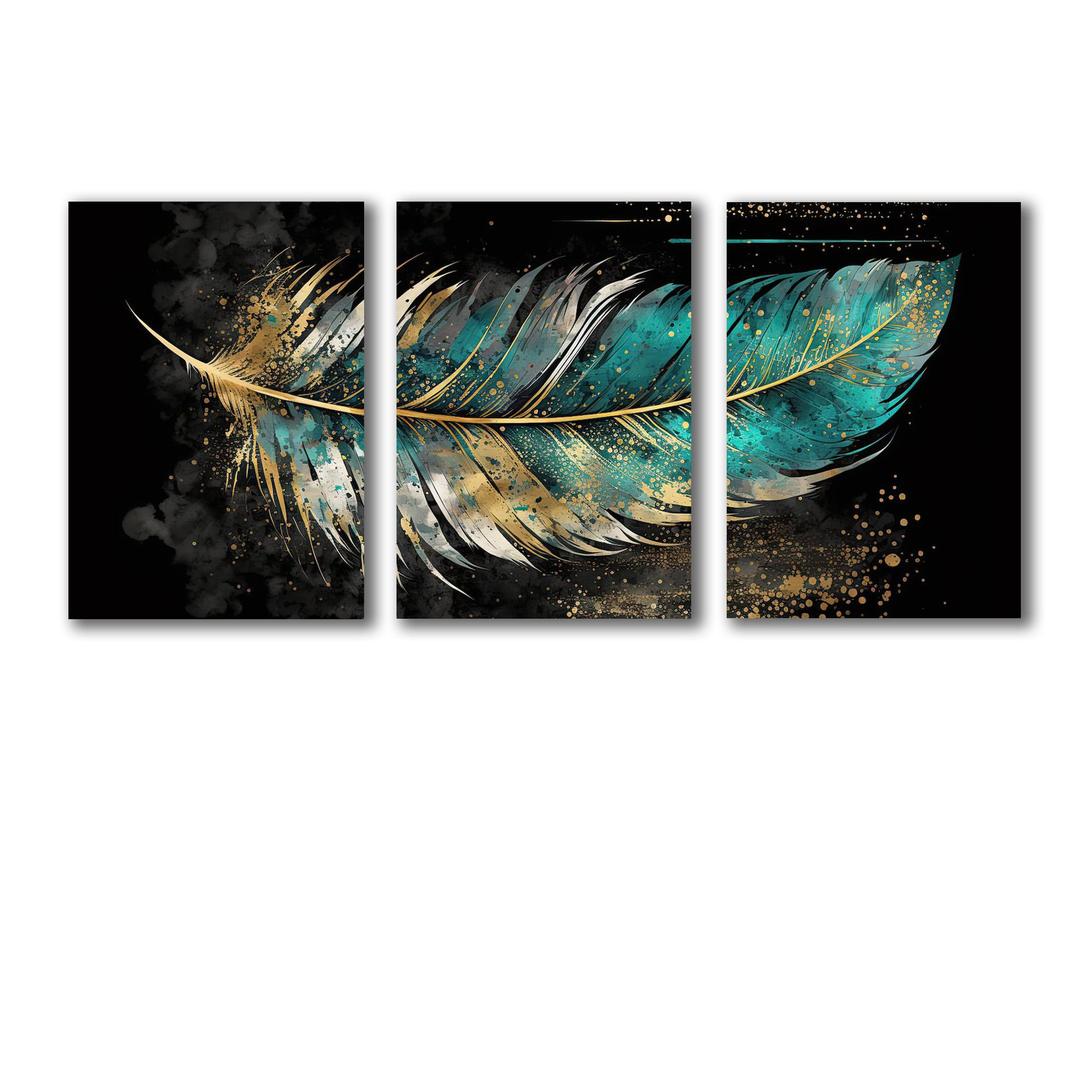 Multicolor Leaf Shaped Design Wall Art & Paintings - 3 Pcs