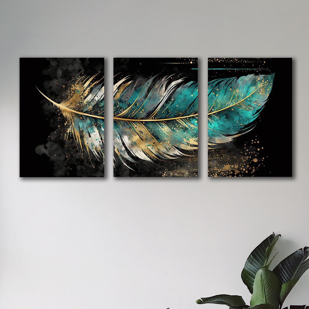 Multicolor Leaf Shaped Design Wall Art & Paintings - 3 Pcs
