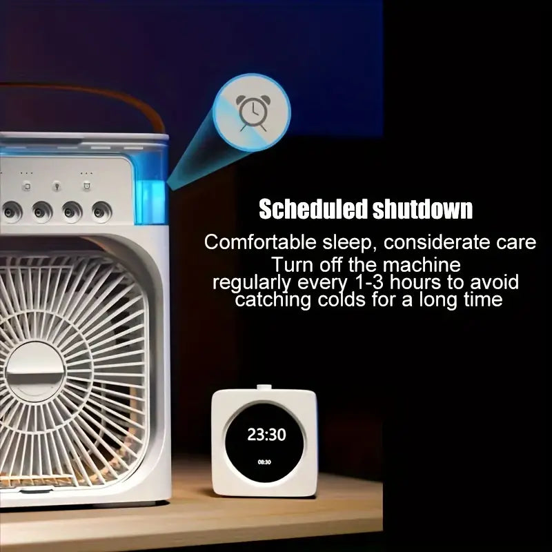 Portable Desktop Air Cooler with Mist Spray - USB Powered, Indoor/Outdoor Use, Easy Button Control, Cooler Portable