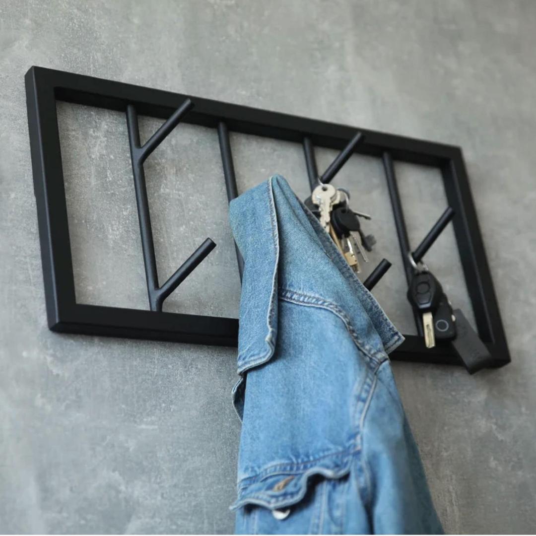 Wall Mounted Clothes Hanger-Metalic-Black