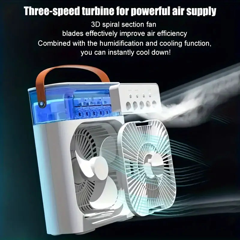 Portable Desktop Air Cooler with Mist Spray - USB Powered, Indoor/Outdoor Use, Easy Button Control, Cooler Portable