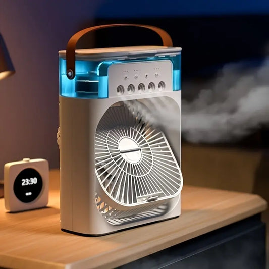 Portable Desktop Air Cooler with Mist Spray - USB Powered, Indoor/Outdoor Use, Easy Button Control, Cooler Portable