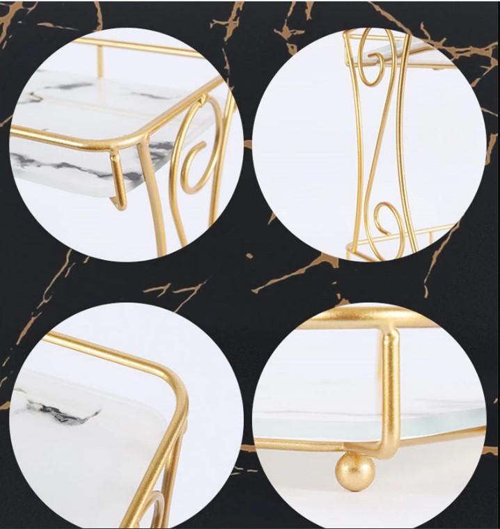 Golden Metal Makeup Organizer - No Leak Storage Solution for Organized Makeup