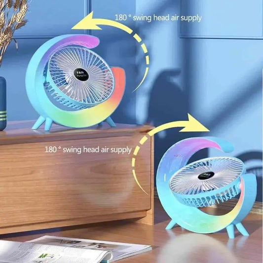 RGB Desktop Portable Floor Mounted Fan with LIght