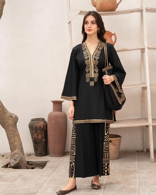 Elagent embroidered linen shirt and trouser